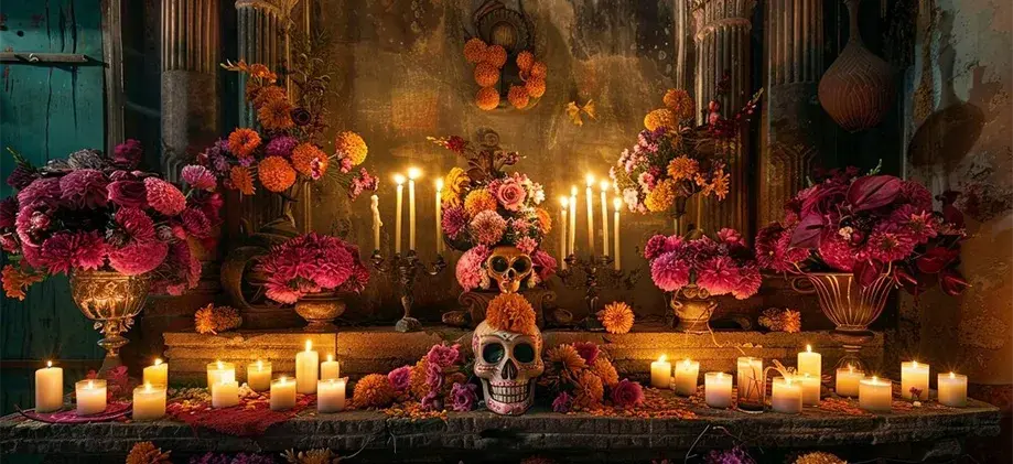 Altar de ofrendas del día de muertos